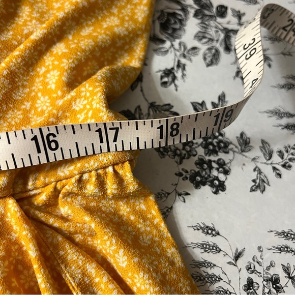Torrid Floral Print Buttercup Yellow Dress with pockets and Shoulder Ties - Picture 9 of 13